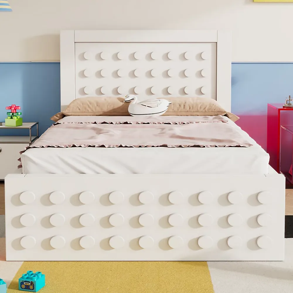 Redom Lit 90x190 cm avec tiroir et grand espace sous-lit 26 cm, design créatif en bois blanc, idéal enfant* Ensemble Sommier Et Matelas