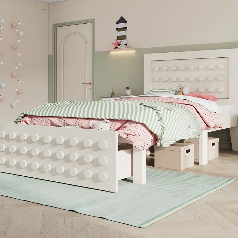 Redom Lit 90x190 cm avec tiroir et grand espace sous-lit 26 cm, design créatif en bois blanc, idéal enfant* Ensemble Sommier Et Matelas