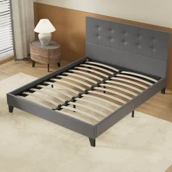 Lit 160x200 Cm Avec Tête De Lit Boutonnée Simili Gris>November Sale
