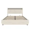 Redom Lit 160x200 cm avec tête de lit LED, rangement intégré et revêtement velours beige, design contemporain* Lit Avec Rangement