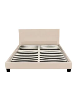 LIT 140x190 cm avec TÊTE de LIT TAPISSÉE en TISSU et SOMMIER en KIT>By Sommiflex. New