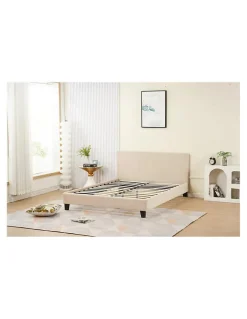 LIT 140x190 cm avec TÊTE de LIT TAPISSÉE en TISSU et SOMMIER en KIT>By Sommiflex. New
