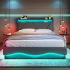 Lit 160x200 cm avec tête de lit à LED, étagères intégrées et revêtement velours gris foncé, espace de rangement>Redom Hot