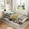 ProximaX Lit 90x200 cm beige en velours avec tiroirs et rangement, tête de lit LED, ports USB/Type-C, convertible en canapé ou lit simple* Lit Coffre