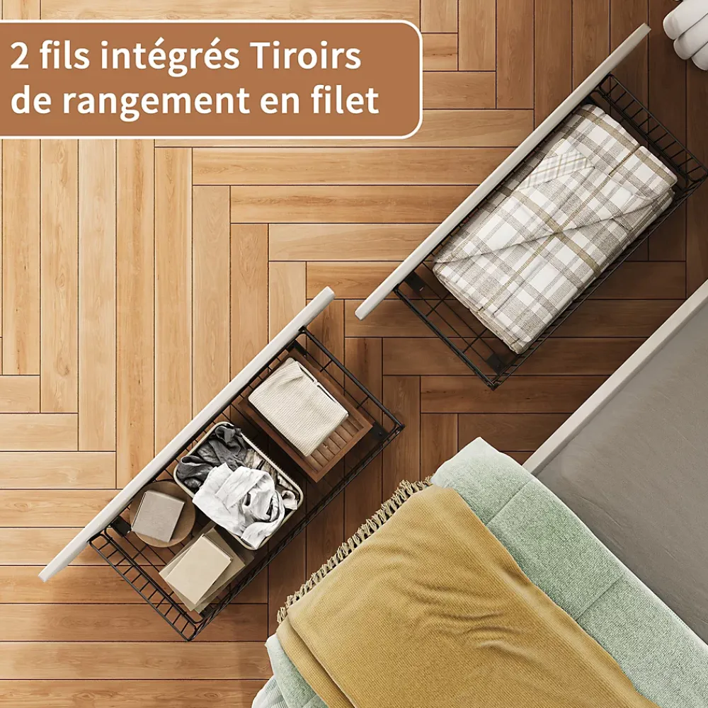 ProximaX Lit 90x200 cm beige en velours avec tiroirs et rangement, tête de lit LED, ports USB/Type-C, convertible en canapé ou lit simple* Lit Coffre