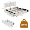 ProximaX Lit 140x190 cm blanc/rose en velours avec 4 tiroirs, LED 7 couleurs, ports USB, confort et rangement, style moderne* Lit Coffre
