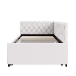 Simple Life Lit 90x200 cm, canapé convertible extensible avec sommier à lattes, velours, lit enfant et lit d'appoint - Beige* Lit Coffre