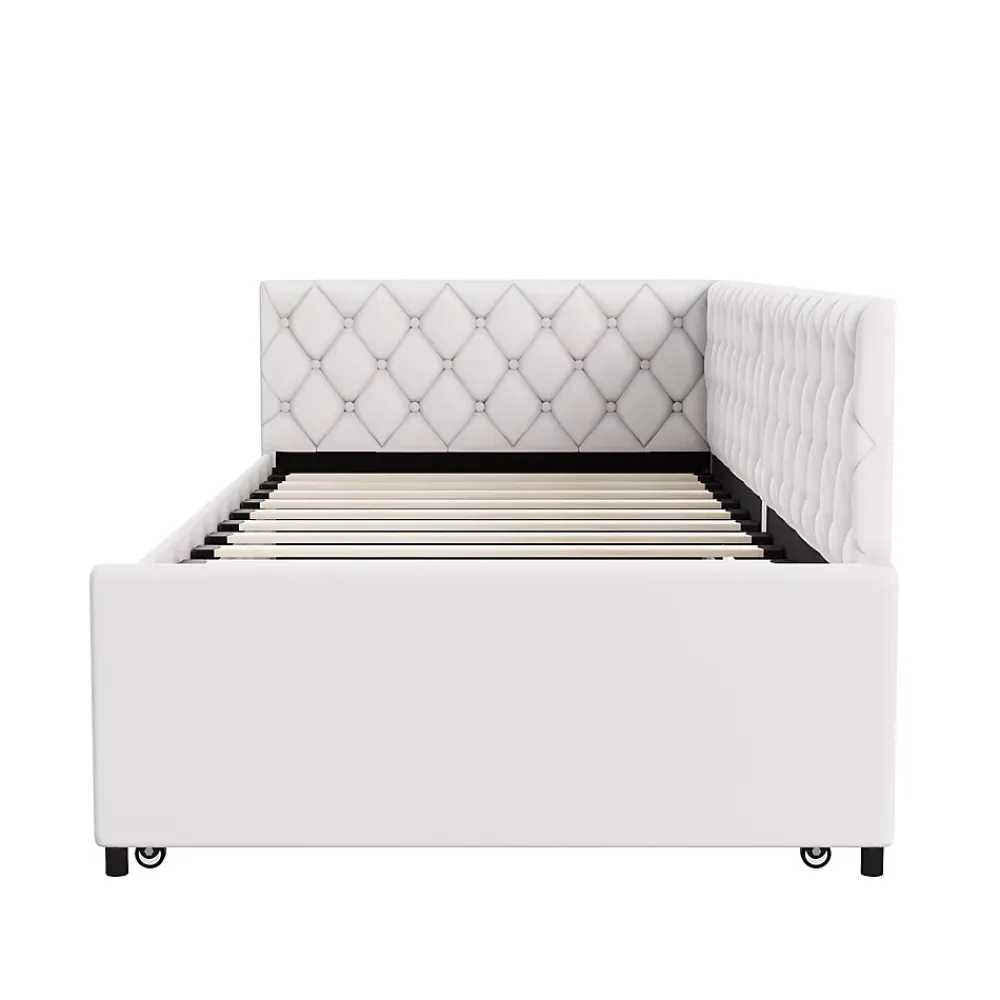 Simple Life Lit 90x200 cm, canapé convertible extensible avec sommier à lattes, velours, lit enfant et lit d'appoint - Beige* Lit Coffre