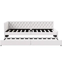 Simple Life Lit 90x200 cm, canapé convertible extensible avec sommier à lattes, velours, lit enfant et lit d'appoint - Beige* Lit Coffre