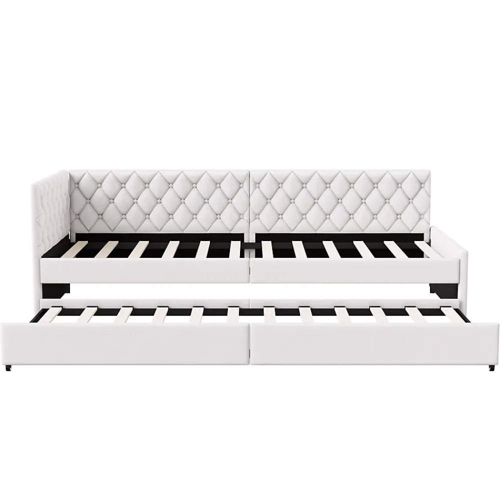 Simple Life Lit 90x200 cm, canapé convertible extensible avec sommier à lattes, velours, lit enfant et lit d'appoint - Beige* Lit Coffre