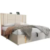 Lit 180x200 cm coffre de rangement et sommier relevable, tapissé lin beige, ports USB/Type-C, éclairage LED>Redom Clearance