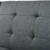 Redom Lit 146x89 cm convertible 3-en-1 en tissu lin gris, dossier 5 positions, cadre bois et renfort métal* Lit Simple