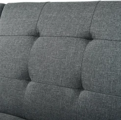 Redom Lit 146x89 cm convertible 3-en-1 en tissu lin gris, dossier 5 positions, cadre bois et renfort métal* Lit Simple