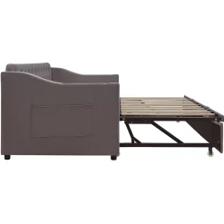 Redom Lit 90x190 cm convertible en 180x190 cm avec rangements intégrés, accoudoirs coffre et revêtement velours gris* Lit Gigogne