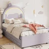 Redom Lit 90x200 cm en forme de licorne avec tête de lit en PU et tiroir gigogne, style enfant violet, MDF robuste* Lit Gigogne
