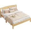 Lit 160x200 cm en pin et rotin PE avec tête de lit décorative, design naturel, 15 lattes et pieds centraux>Redom Best
