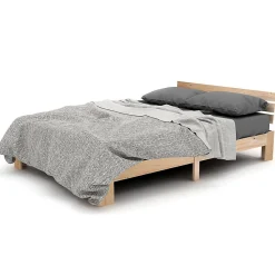 Lit 140x200 cm en pin massif avec rangement sous le lit 18 cm et tête de lit, sommier à lattes><noscript><img width=
