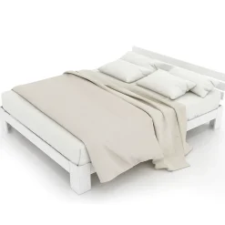Redom Lit 140x200 cm en pin massif blanc avec rangement sous-lit, design rustique et fonctionnel* Ensemble Sommier Et Matelas