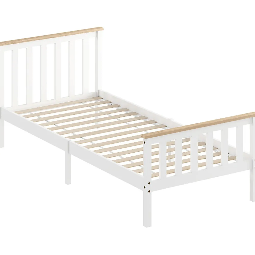 Lit 90x200 cm en pin massif blanc avec rangement sous le sommier, design naturel et silencieux>Redom Sale
