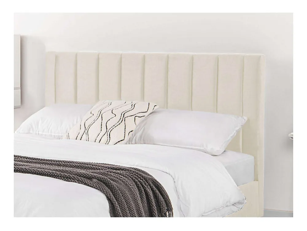 Lit 140x190 cm en velours beige - CAMBRIDGE>Concept Usine Outlet
