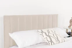 Lit 140x190 cm en velours beige - CAMBRIDGE><noscript><img width=