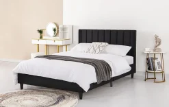 Lit 160x200 cm en velours noir - CAMBRIDGE><noscript><img width=