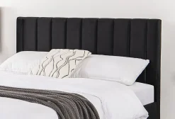 Lit 160x200 cm en velours noir - CAMBRIDGE><noscript><img width=