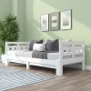 Lit 90x200 cm extensible avec 2e couchage et tête en forme de cœur en pin massif blanc, design romantique>Redom New