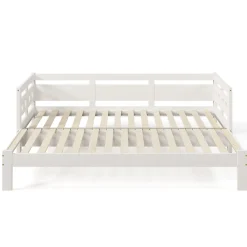 Lit 90x190 cm extensible en 182x190 cm, cadre pin massif en forme de cœur, blanc élégant><noscript><img width=