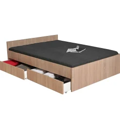 Weber Industries Lit 160x200 cm KAPPA+ 2 tiroirs / Chêne Blanchi* Lit Double