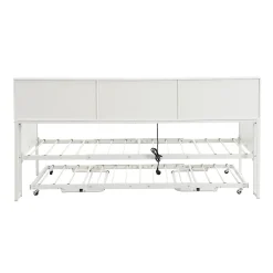 Redom Lit 90x200 cm multifonctionnel blanc avec rangements intégrés, prises électriques et cadre métal élégant*Enfant Lit Enfant