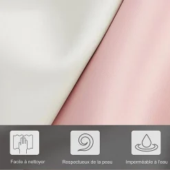 Lit 90x200 cm pour fille avec LED, tête de lit nuage ajustable, sommier à lattes, PU rose><noscript><img width=