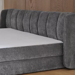 Redom Lit 140x200 cm tapissé chenille avec tête matelassée et structure renforcée, gris foncé, design scandinave* Lit Double