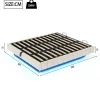 Redom Lit 180x200 cm tapissé en lin beige avec rangement hydraulique et bande LED intégrée, sans tête, cadre métal robuste* Lit Avec Rangement