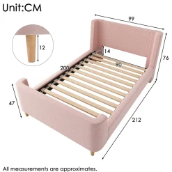 Lit 90x200 cm tapissé velours avec tête de lit style luge, motifs spatiaux enfantins, coloris rose><noscript><img width=