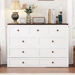 Redom Lit 140x200 cm transformable en armoire, avec tiroirs de grande capacité, tête étagère et prises USB, blanc* Lit Gigogne