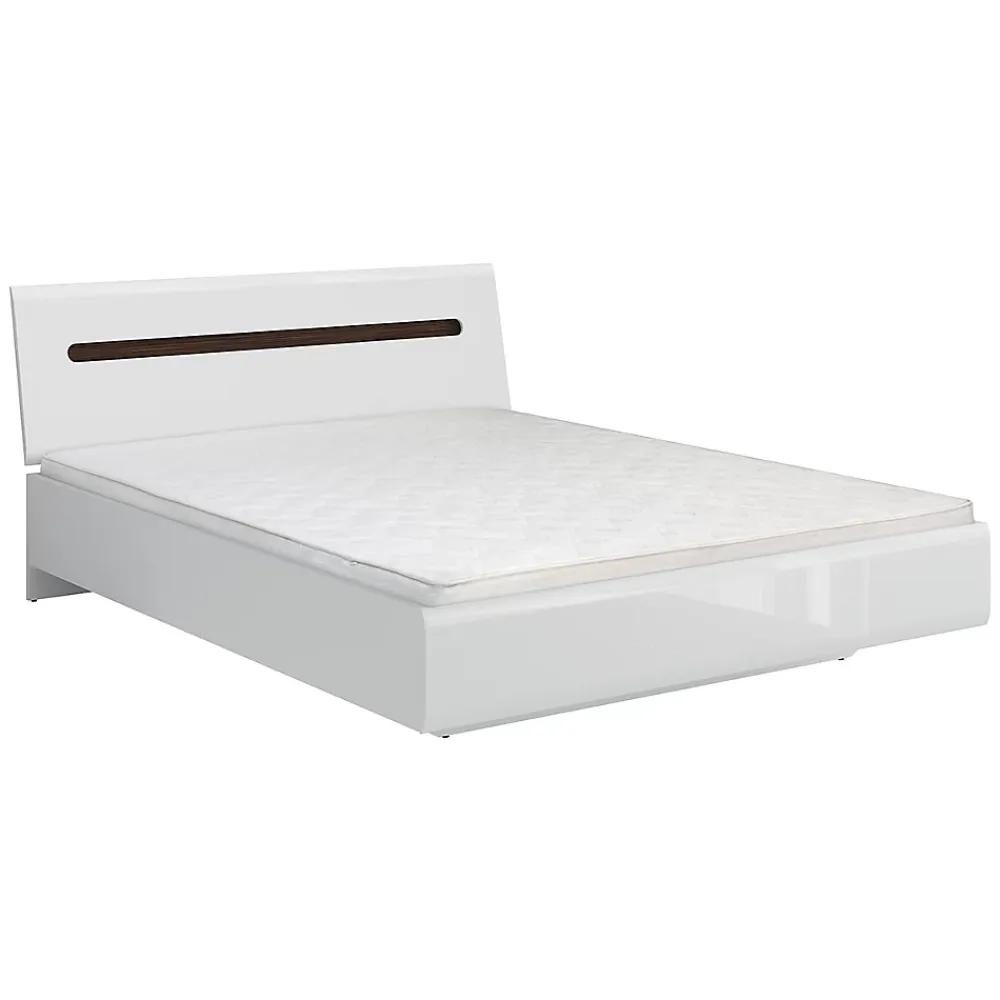 Petits-Meubles Lit 160x200 Darrel Blanc laque et Bois* Lit Double