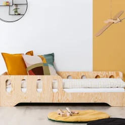 Lit 90x200 entree droite sommier inclus Estelle Bois>Petits-Meubles Discount