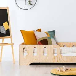 Lit 90x200 entree droite sommier inclus Estelle Bois><noscript><img width=