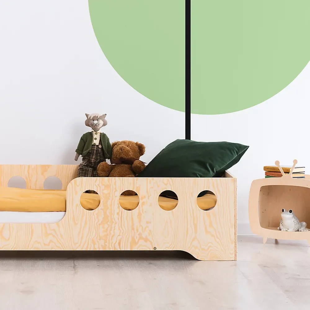 Petits-Meubles Lit 90x190 entree gauche sommier inclus Sacha Bois*Enfant Lit Enfant