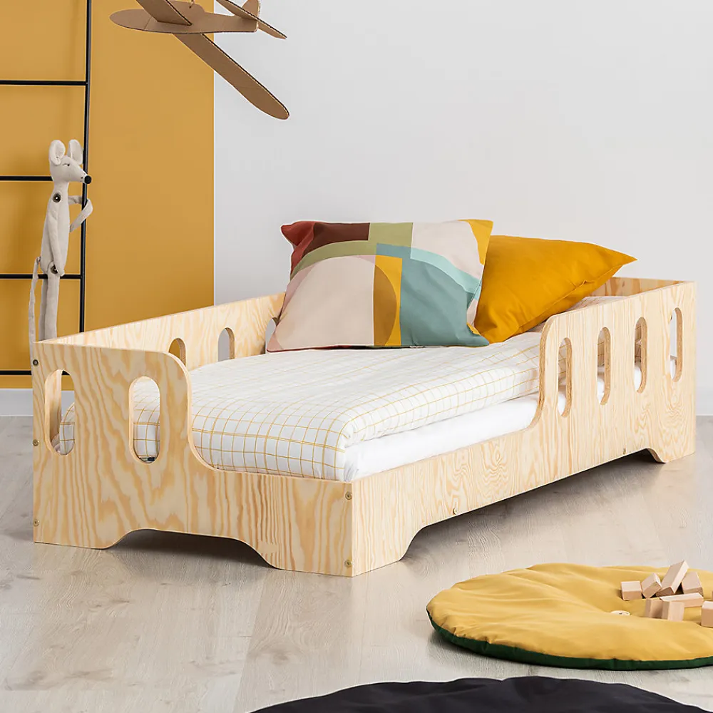 Lit 90x190 entree gauche sommier inclus Estelle Bois>Petits-Meubles