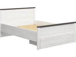 Pegane Lit 140x200 Lit double coloris Gris Mélèze clair / Pin larico - Longueur 206 x Profondeur 150 x Hauteur 95 cm* Lit Coffre