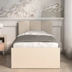 Lit 90x200 sommier et tiroir inclus Alycia Beige><noscript><img width=