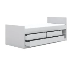Lit 90x200 sommier et tiroirs inclus Kocot Kids Leon Blanc><noscript><img width=