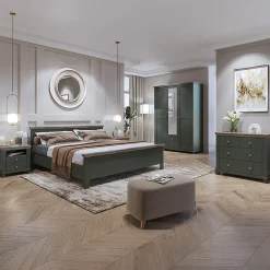 Petits-Meubles Lit 140x200 sommier inclus Martin Vert et Bois* Lit Double