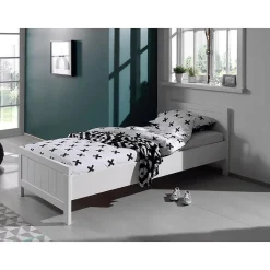 Lit 90x200 Sommier inclus Vipack Erik - Blanc><noscript><img width=