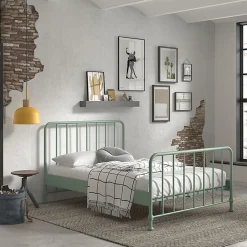 Lit 140x200 sommier inclus Vipack Bronxx Vert olive mat><noscript><img width=