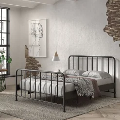 Lit 160x200 sommier inclus Vipack Bronxx Noir mat><noscript><img width=