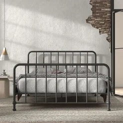 Lit 160x200 sommier inclus Vipack Bronxx Noir mat><noscript><img width=