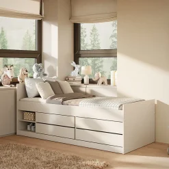 Lit 90x200 sommier matelas et tiroirs inclus Kocot Kids Leon Blanc>Petits-Meubles Hot